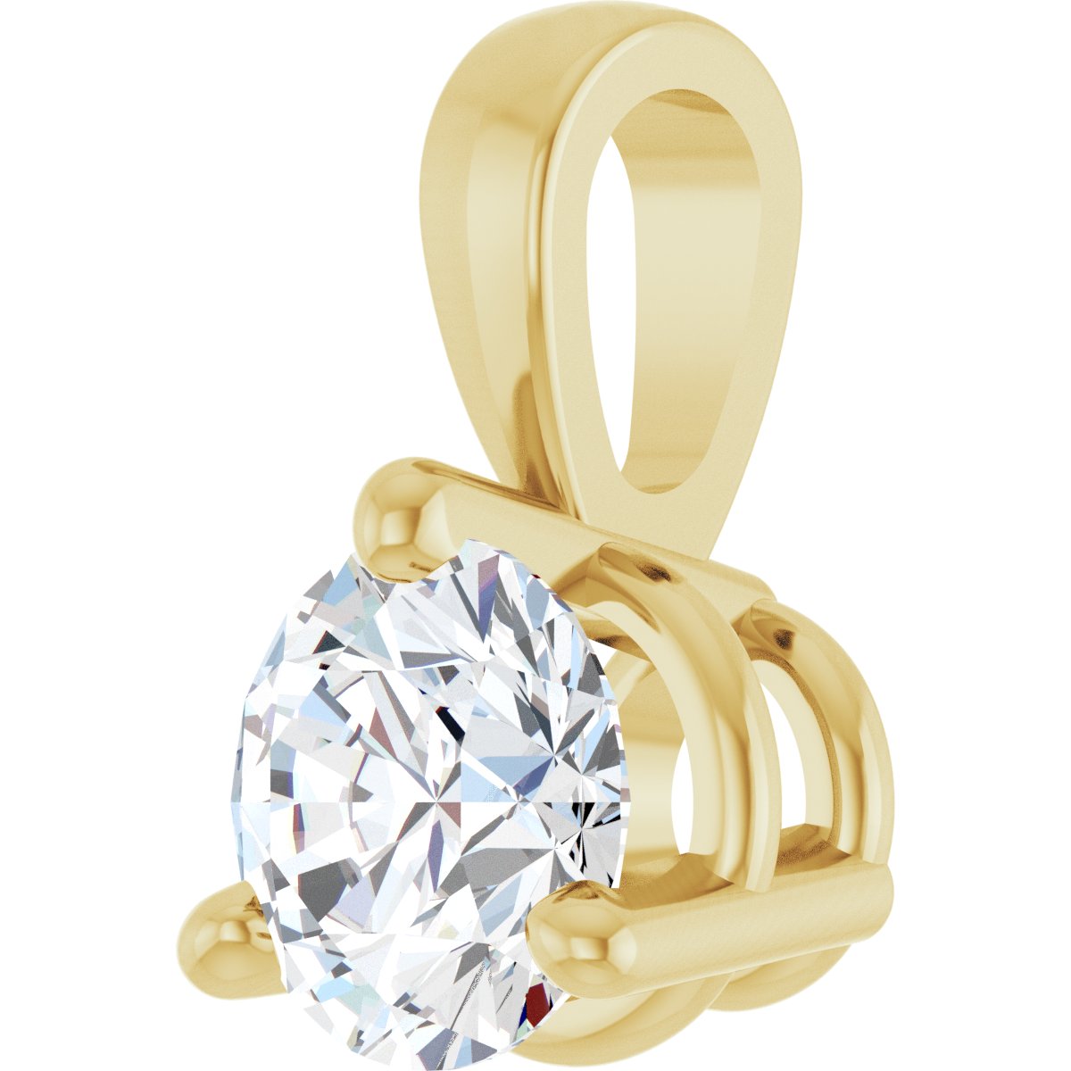 1 Ct Lab-Grown Diamond Solitaire 3-Prong Necklace - Yellow Gold - Lab Grown Diamond