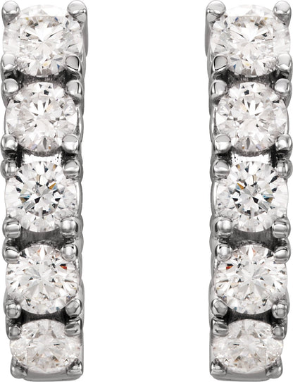 1 1/2 Ctw Lab Grown Diamond J-Hoop Earrings - Yellow Gold - Lab Grown Diamond