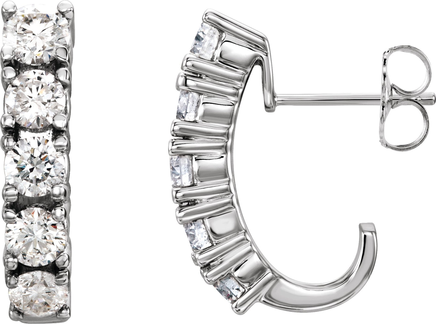 1 1/2 Ctw Lab Grown Diamond J-Hoop Earrings - Lab Grown Diamond