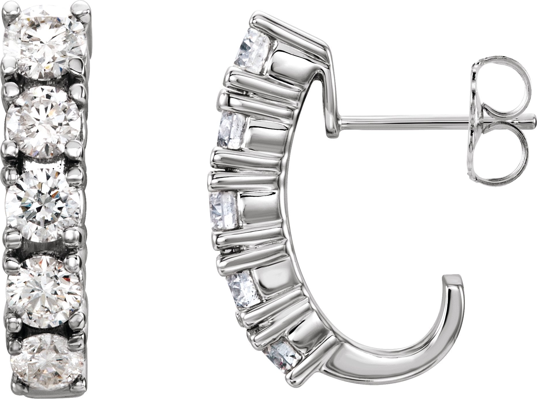 1 1/2 Ctw Lab Grown Diamond J-Hoop Earrings - Lab Grown Diamond