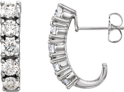 1 1/2 Ctw Lab Grown Diamond J-Hoop Earrings - Lab Grown Diamond