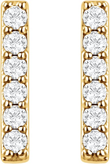 1/10 Ctw Lab-Grown Diamond Bar Earrings - Yellow Gold - Lab Grown Diamond