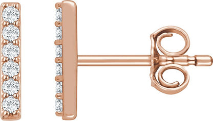 1/10 Ctw Lab-Grown Diamond Bar Earrings - Rose Gold - Lab Grown Diamond