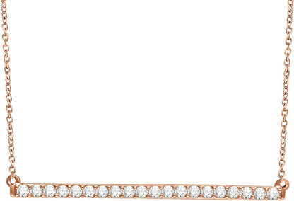 1/2 Ctw Natural Diamond Bar Necklace - Rose Gold - Lab Grown Diamond