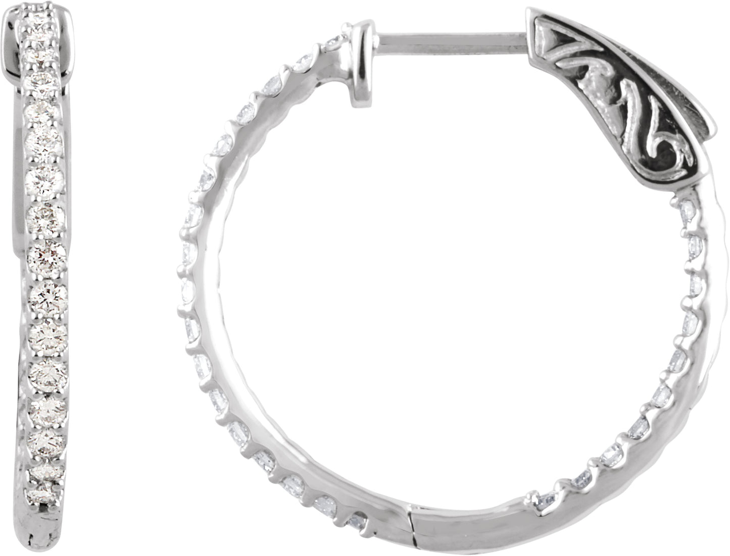 1/2 Ctw Lab-Grown Diamond Inside-Outside Hoop Earrings