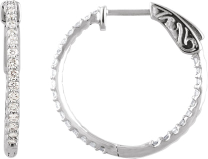 1/2 Ctw Lab-Grown Diamond Inside-Outside Hoop Earrings