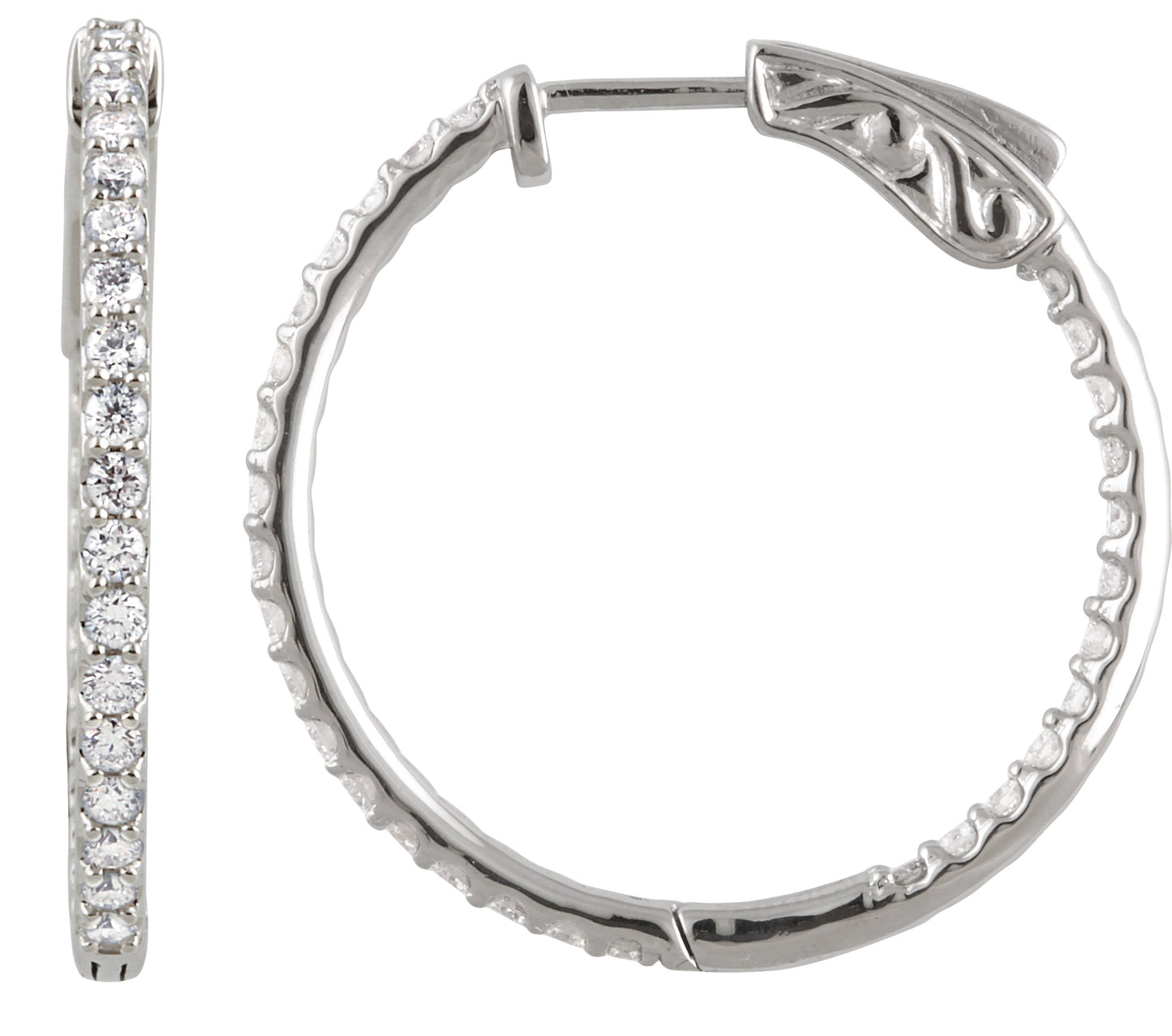 3/4 Ctw Lab-Grown Diamond Inside-Outside Hoop Earrings