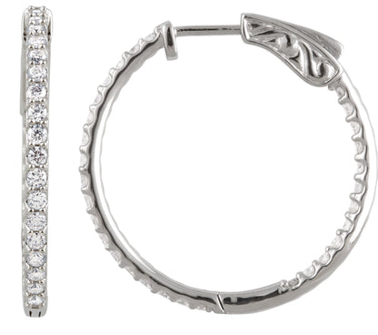 3/4 Ctw Lab-Grown Diamond Inside-Outside Hoop Earrings