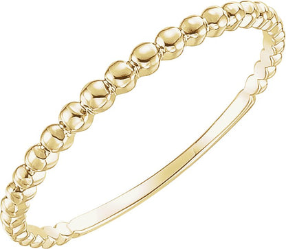 Beaded Stackable Ring - Yellow Gold