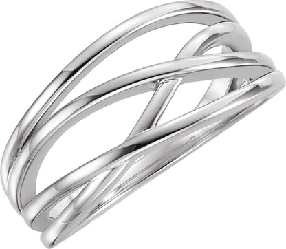 Lab-Grown Diamond Criss-Cross Ring - White Gold - Lab Grown Diamond