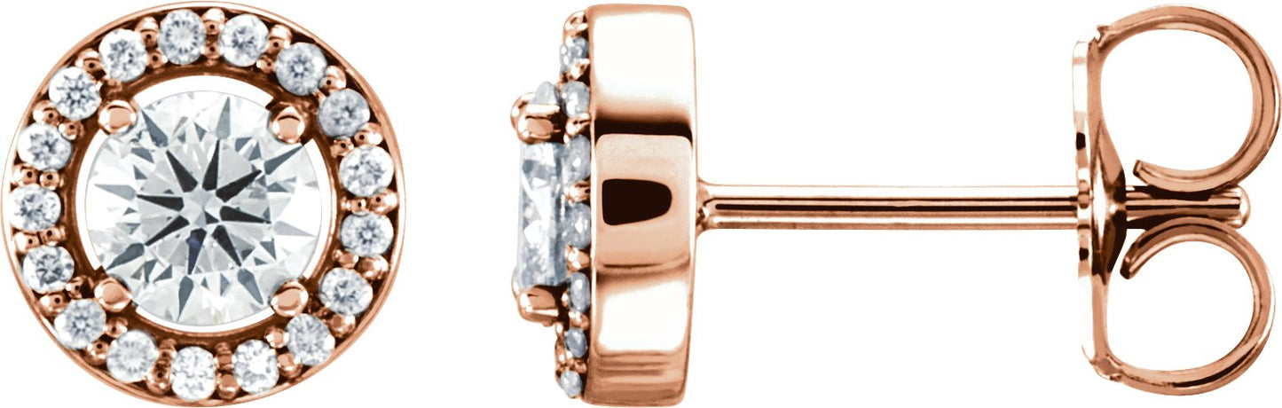 1/2 Ctw Lab Grown Diamond Halo-Style Earrings - Rose Gold - Lab Grown Diamond