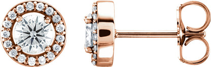 1/2 Ctw Lab Grown Diamond Halo-Style Earrings - Rose Gold - Lab Grown Diamond