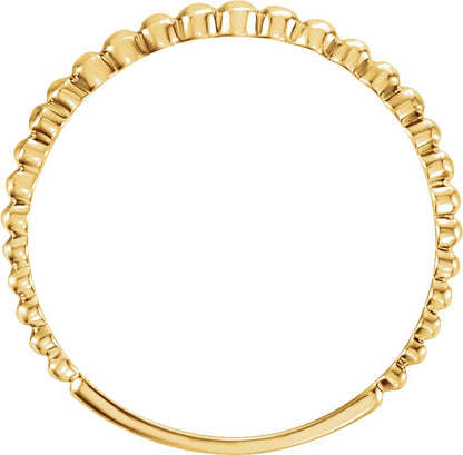 Beaded Stackable Ring - Yellow Gold