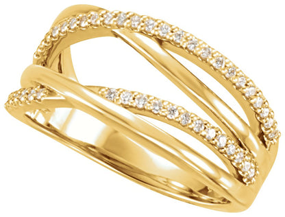 Lab-Grown Diamond Criss-Cross Ring - Yellow Gold - Lab Grown Diamond