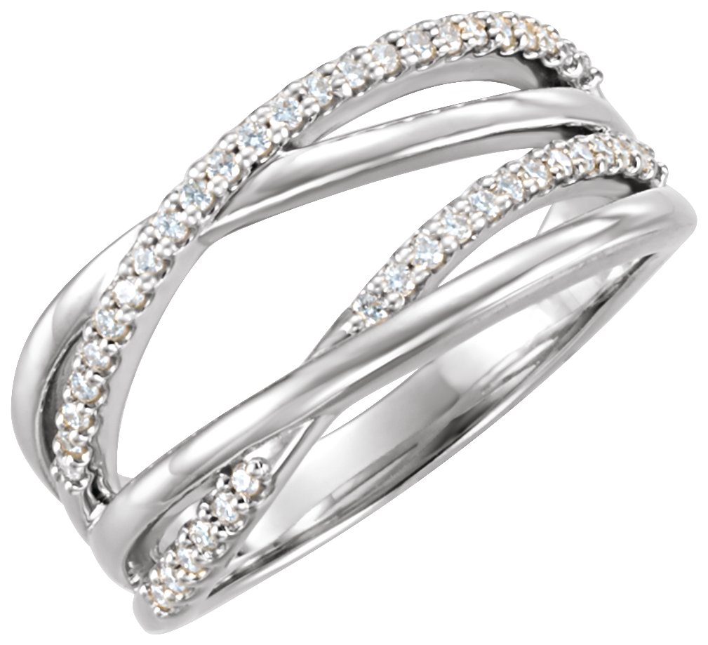 Lab-Grown Diamond Criss-Cross Ring - White Gold - Lab Grown Diamond