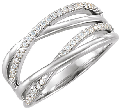 Lab-Grown Diamond Criss-Cross Ring - White Gold - Lab Grown Diamond