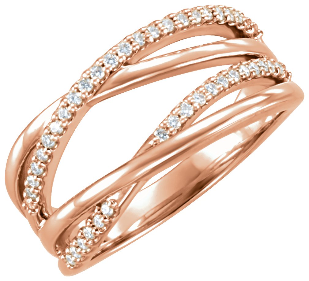 Lab-Grown Diamond Criss-Cross Ring - Rose Gold - Lab Grown Diamond