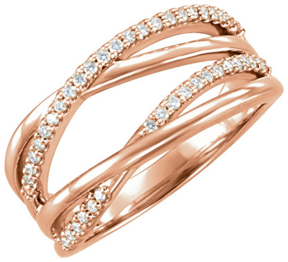 Lab-Grown Diamond Criss-Cross Ring - Rose Gold - Lab Grown Diamond