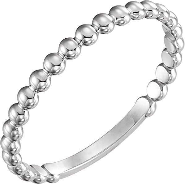 Stackable Bead Ring - White Gold