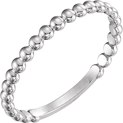 Stackable Bead Ring - White Gold