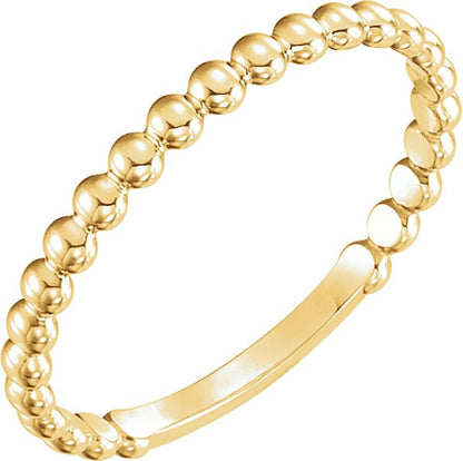 Stackable Bead Ring - Yellow Gold