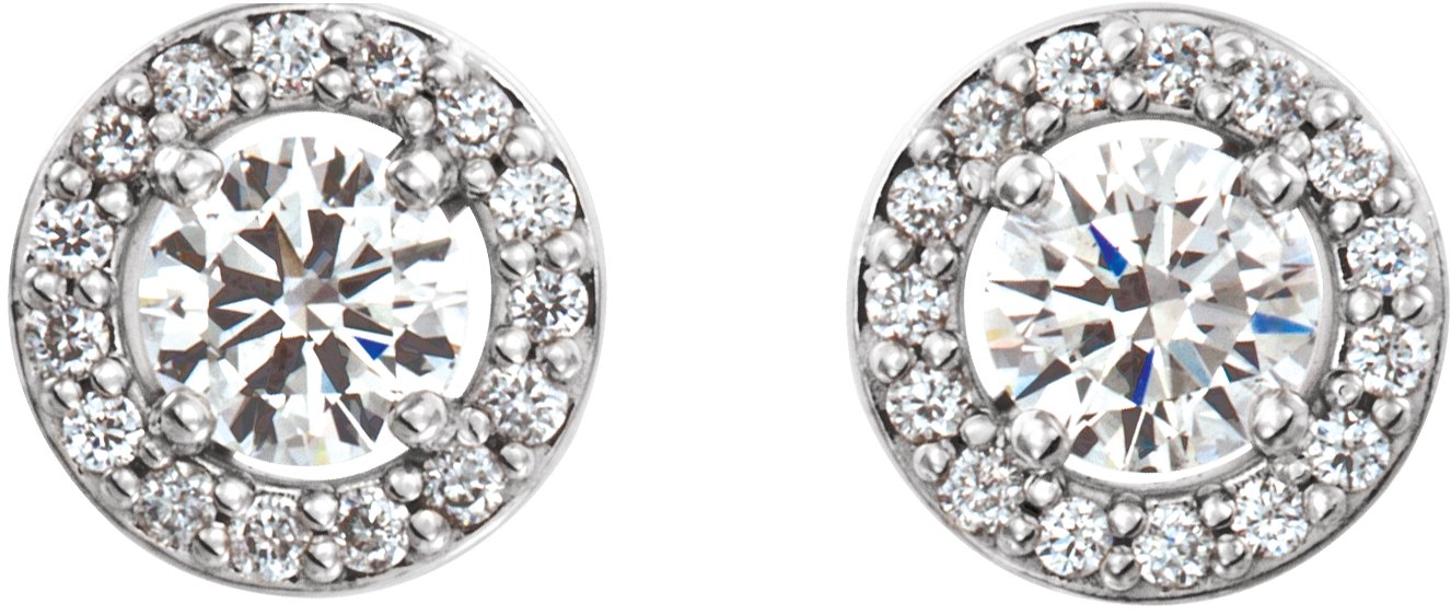 1/2 Ctw Lab Grown Diamond Halo-Style Earrings - Yellow Gold - Lab Grown Diamond