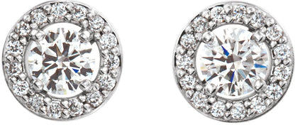1/2 Ctw Lab Grown Diamond Halo-Style Earrings - Yellow Gold - Lab Grown Diamond