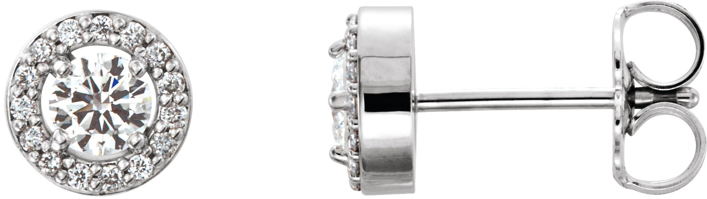 1/2 Ctw Lab Grown Diamond Halo-Style Earrings - Lab Grown Diamond
