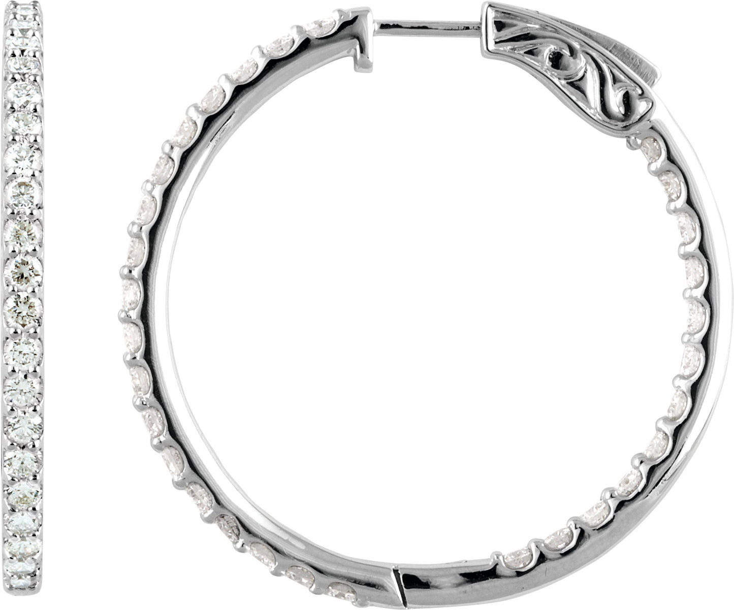 3 Ctw Lab-Grown Diamond Inside-Outside Hoop Earrings