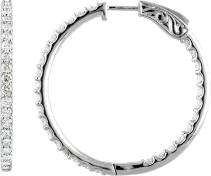 2 Ctw Lab-Grown Diamond Inside-Outside Hoop Earrings