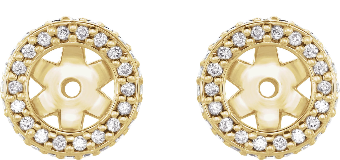 1/5 Ctw Lab Grown Diamond Halo-Style Earring Jackets - Yellow Gold - Lab Grown Diamond