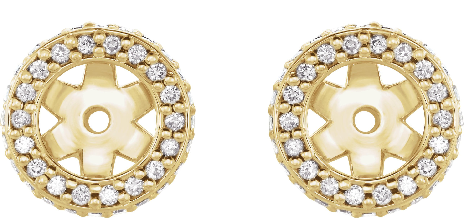 1/5 Ctw Lab Grown Diamond Halo-Style Earring Jackets - Yellow Gold - Lab Grown Diamond