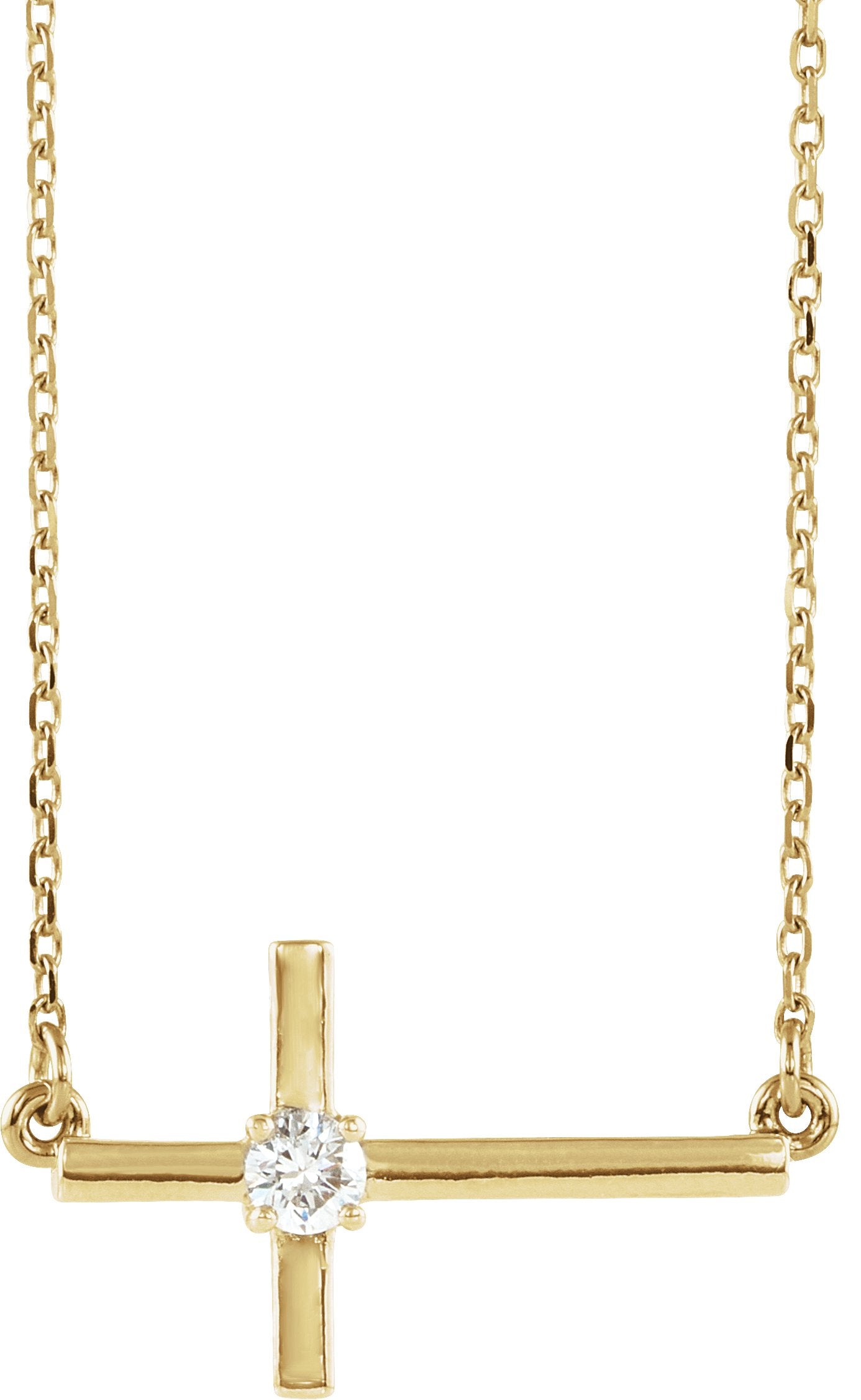 1/10 Ctw Lab Grown Diamond Sideways Cross Adjustable Necklace - Lab Grown Diamond
