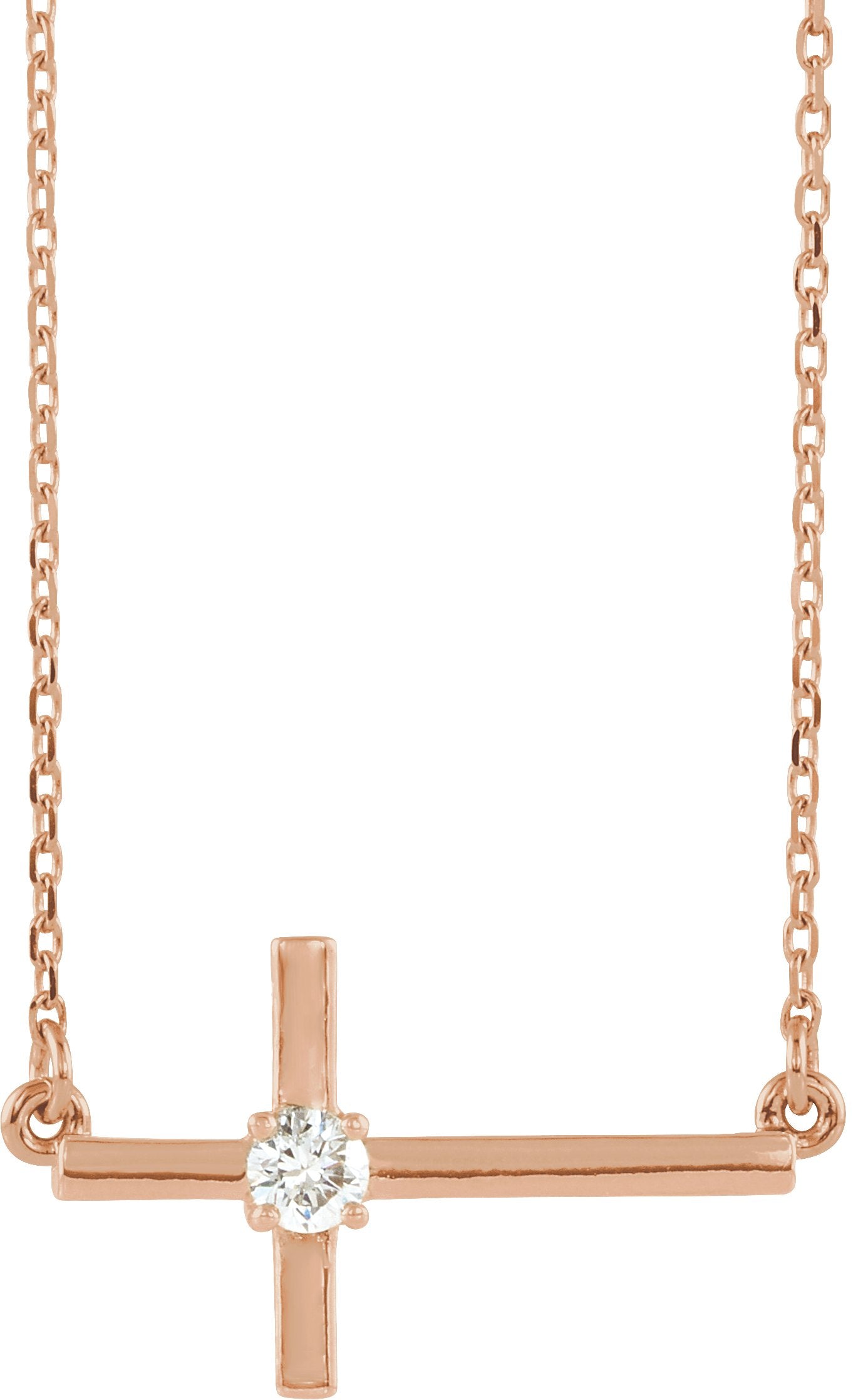 1/10 Ctw Lab Grown Diamond Sideways Cross Adjustable Necklace - Rose Gold - Lab Grown Diamond