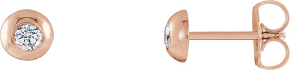 1/8 Ctw Lab-Grown Diamond Domed Stud Earrings With Backs - Rose Gold - Lab Grown Diamond