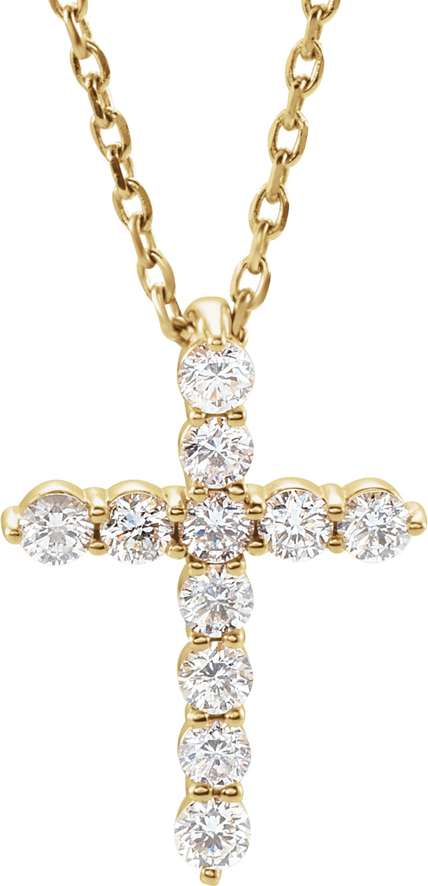1/4 Ctw Lab-Grown Diamond Cross Necklace - Yellow Gold - Lab Grown Diamond