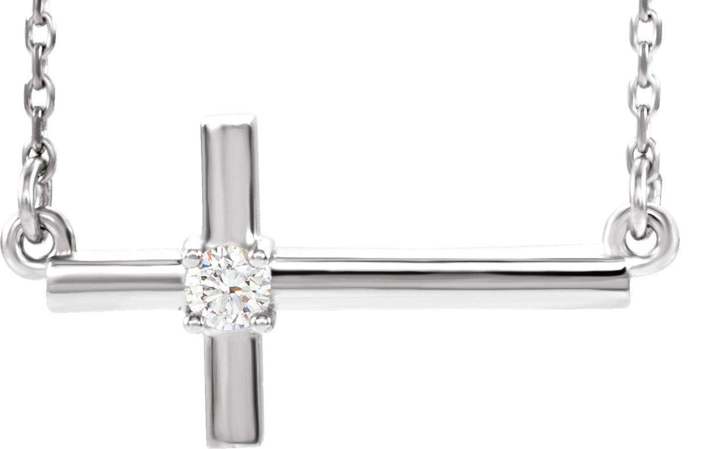 1/10 Ctw Lab Grown Diamond Sideways Cross Adjustable Necklace