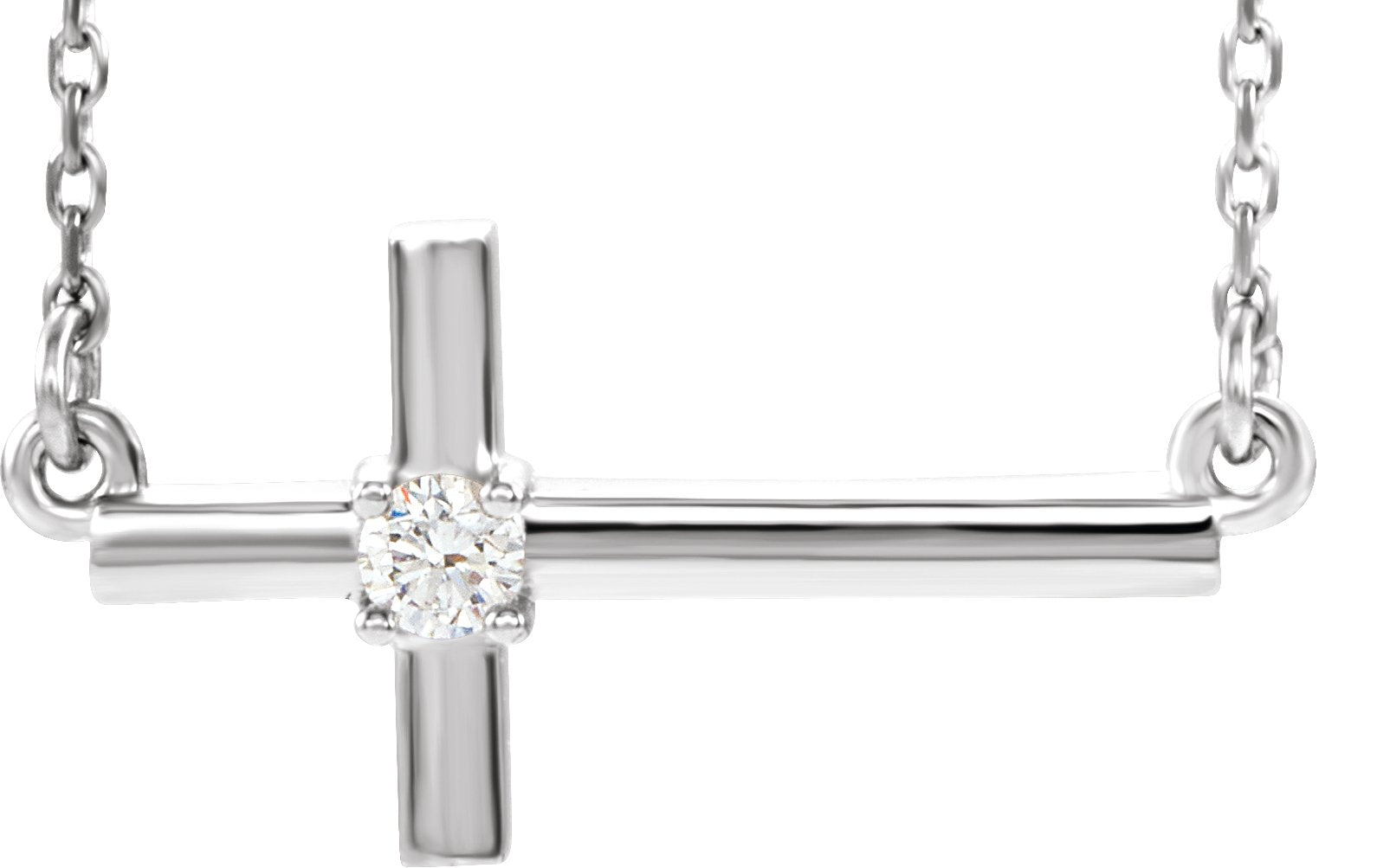 1/10 Ctw Lab Grown Diamond Sideways Cross Adjustable Necklace