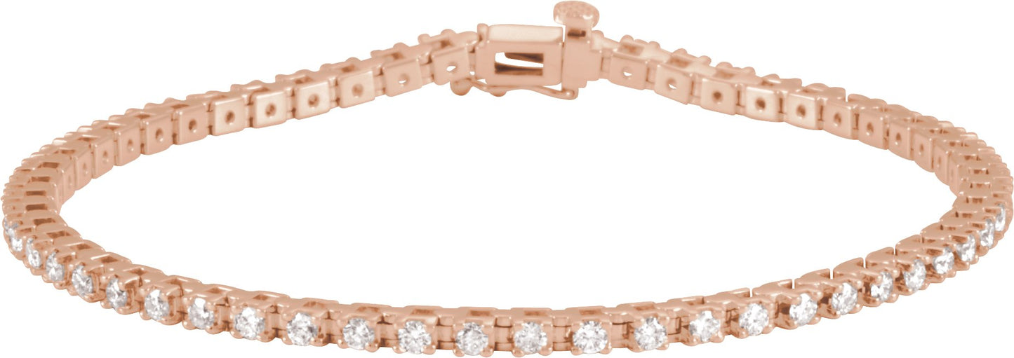 2 1/4 Ctw Lab-Grown Diamond Line Bracelet - Rose Gold - Lab Grown Diamond