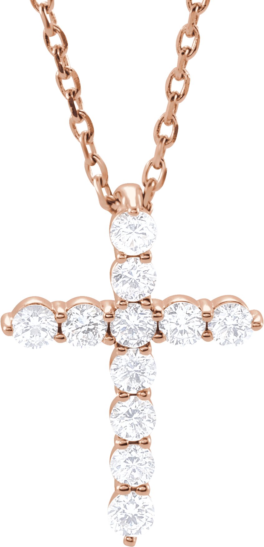 1/4 Ctw Lab-Grown Diamond Cross Necklace - Rose Gold - Lab Grown Diamond