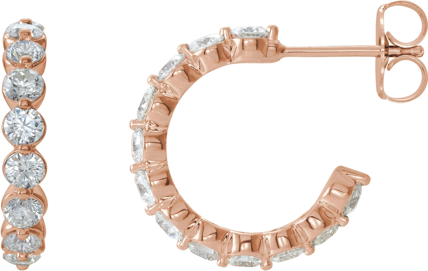 1 3/8 Ctw Lab-Grown Diamond Huggie Earrings - Rose Gold - Lab Grown Diamond