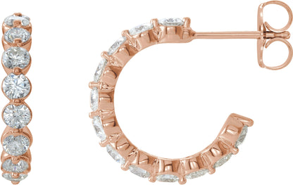 1 3/8 Ctw Lab-Grown Diamond Huggie Earrings - Rose Gold - Lab Grown Diamond