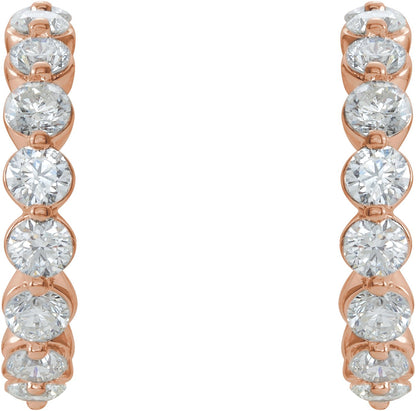 1 3/4 Ctw Lab-Grown Diamond J-Hoop Earrings - Yellow Gold - Lab Grown Diamond
