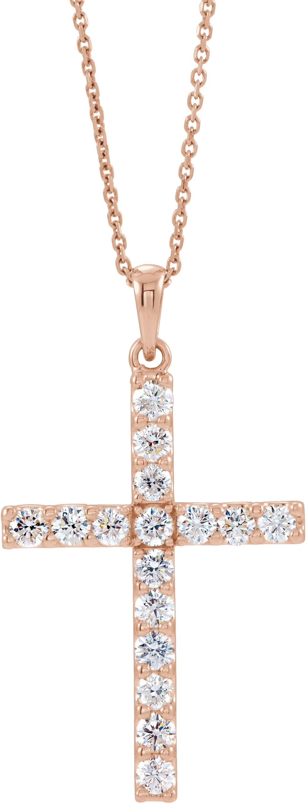 Lab-Grown Diamond Cross Necklace - Rose Gold - Lab Grown Diamond