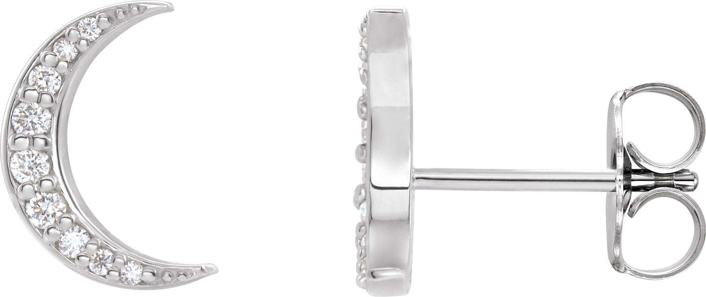 1/10 Ctw Lab Grown Diamond Crescent Moon Stud Earrings - Lab Grown Diamond