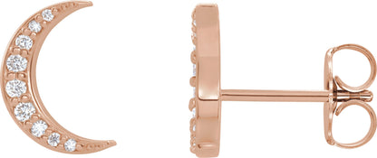 1/10 Ctw Lab Grown Diamond Crescent Moon Stud Earrings - Rose Gold - Lab Grown Diamond