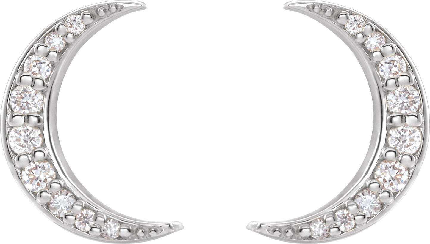 1/10 Ctw Lab Grown Diamond Crescent Moon Stud Earrings - Yellow Gold - Lab Grown Diamond