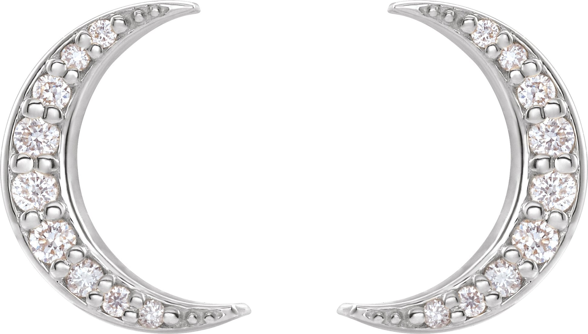 1/10 Ctw Lab Grown Diamond Crescent Moon Stud Earrings - Yellow Gold - Lab Grown Diamond