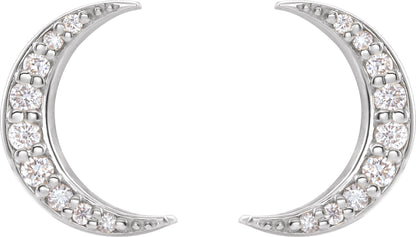 1/10 Ctw Lab Grown Diamond Crescent Moon Stud Earrings - Yellow Gold - Lab Grown Diamond