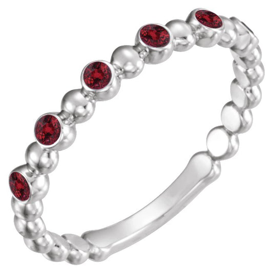 Lab-Grown Ruby Stackable Ring - White Gold